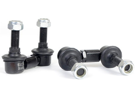 Set of mechanical components including bolts and links on a white background